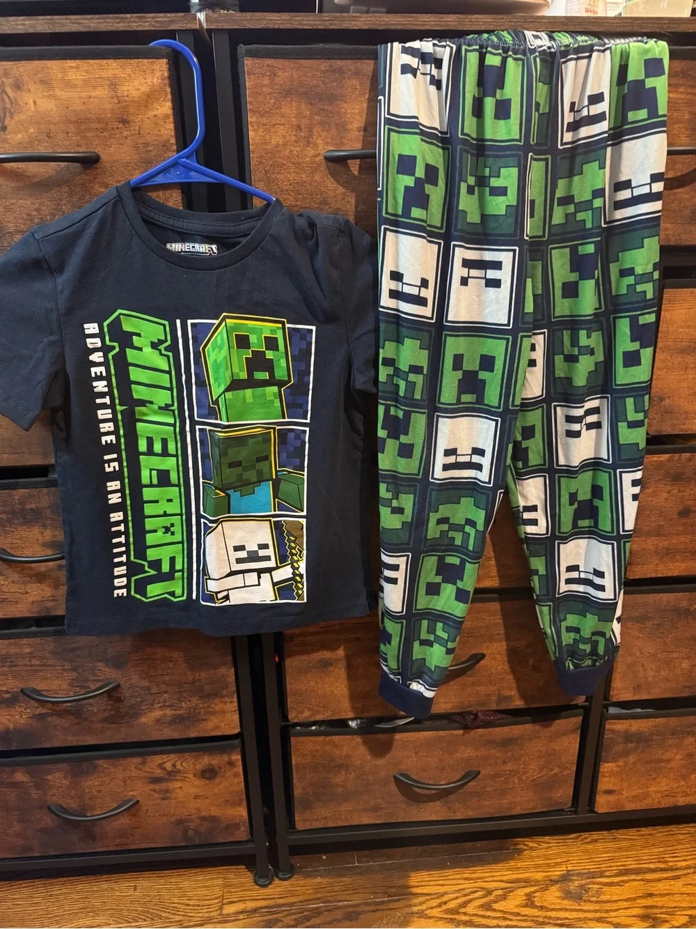 Minecraft Kids Navy and Green Creeper Pajama Set